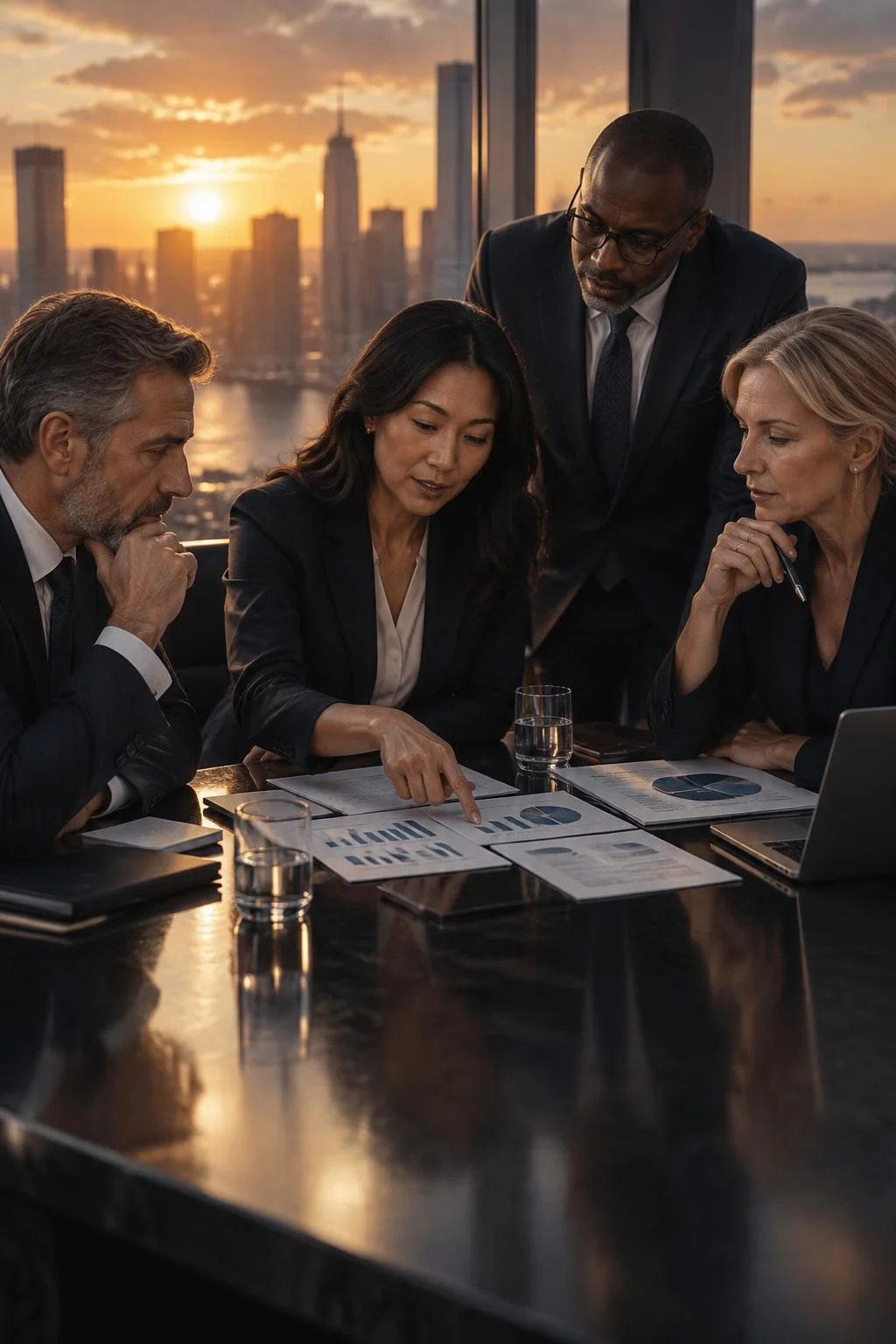 Leadership team reviewing growth numbers